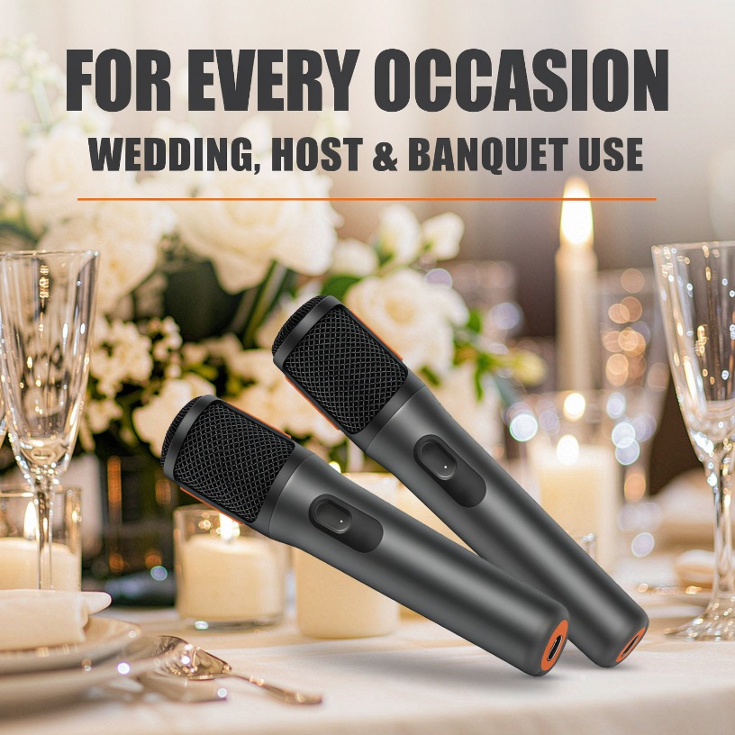 Event & Party Supply - Microfone Sem Fio Duplo AES-128 Criptografado,